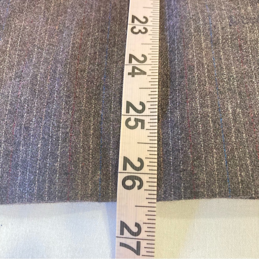 Vintage wool skirt gray pinstripe dark academia unique front slit detail - Picture 13 of 17